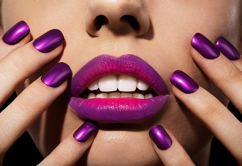 Purple Lips and Finger Nails